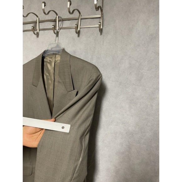 Oscar De Le Renta Suit Men 44L Double Breasted Plaid Flannel Wool 38X33 P Luxury - Picture 8 of 15